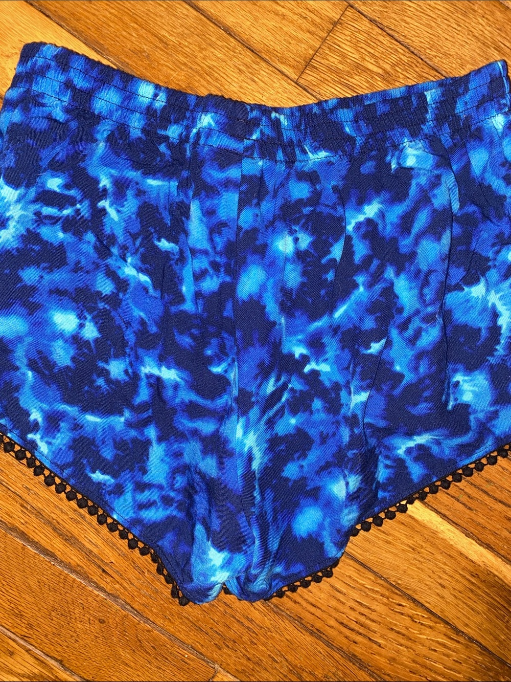 Victoria's Secret Blue Tie-Dye Pom-Pom Trim Shorts - Picture 4 of 6